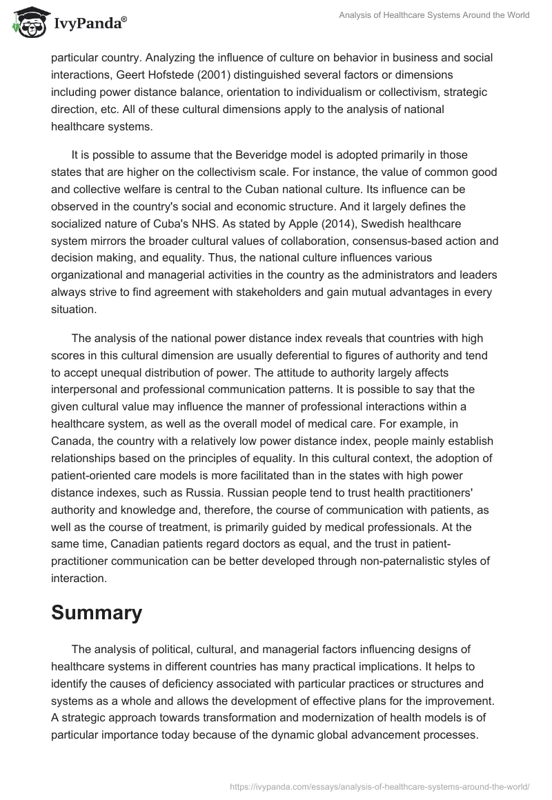 Analysis of Healthcare Systems Around the World. Page 4