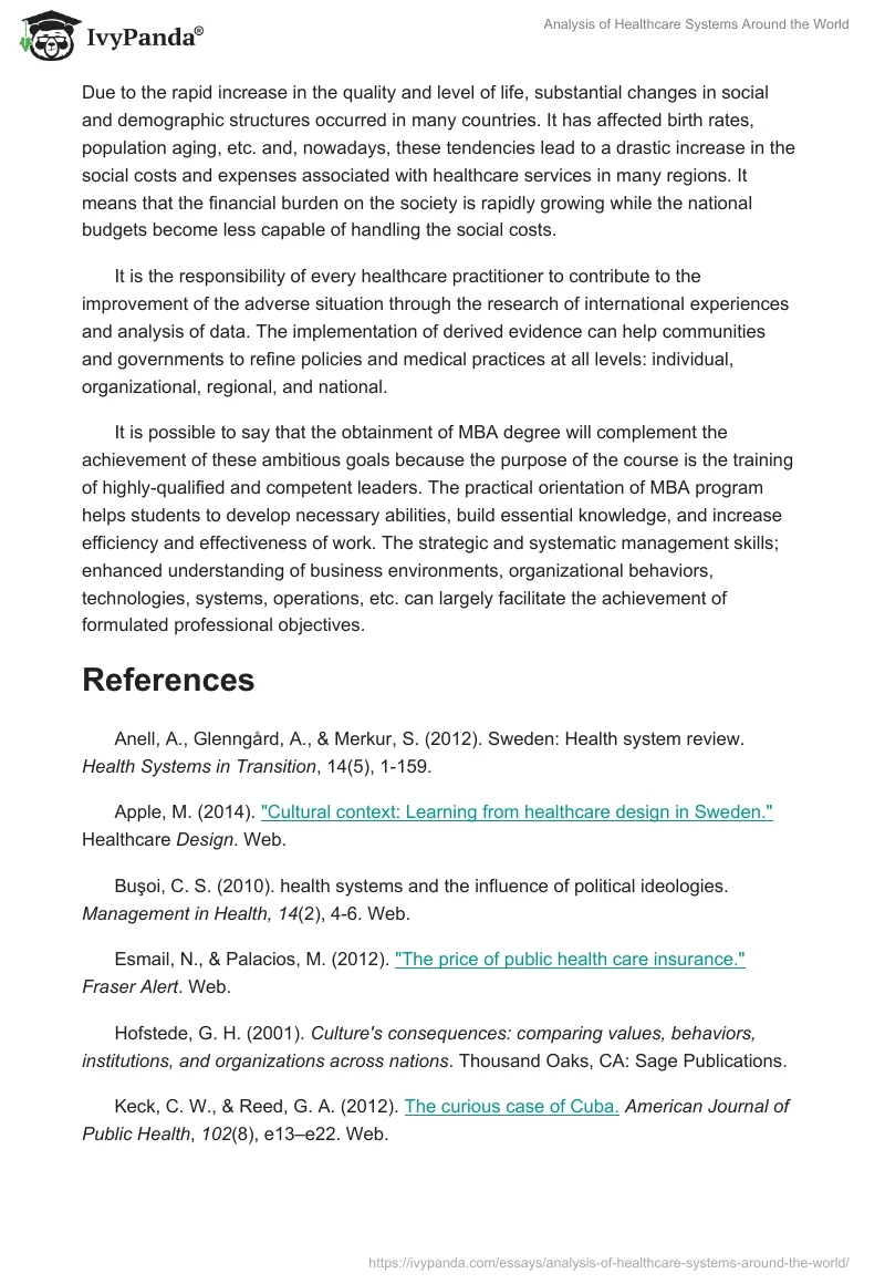 Analysis of Healthcare Systems Around the World. Page 5