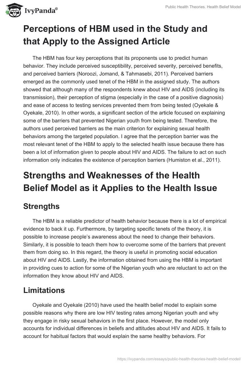 Public Health Theories. Health Belief Model. Page 2