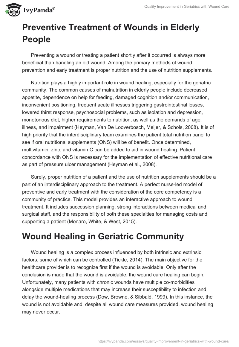 Quality Improvement in Geriatrics with Wound Care. Page 2