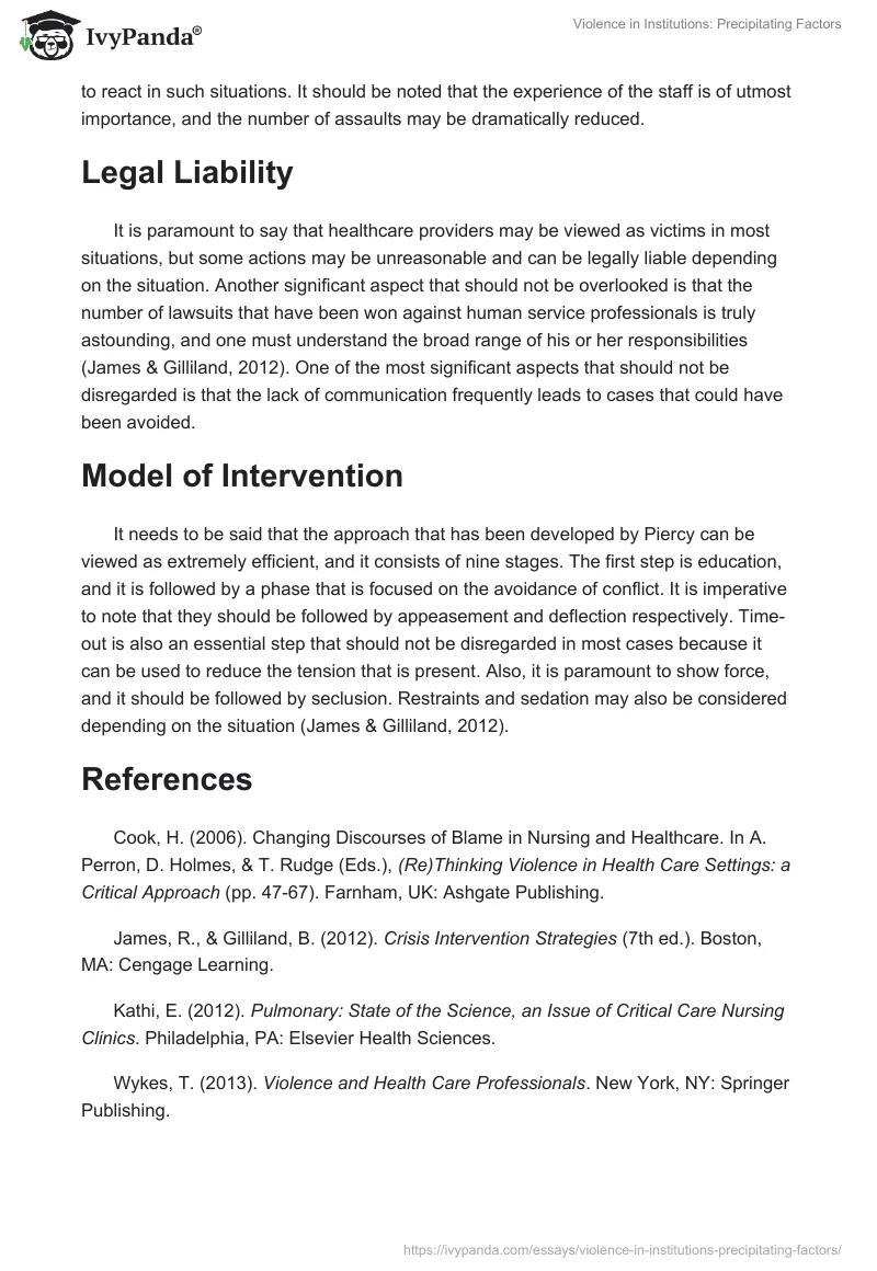 Violence in Institutions: Precipitating Factors. Page 2