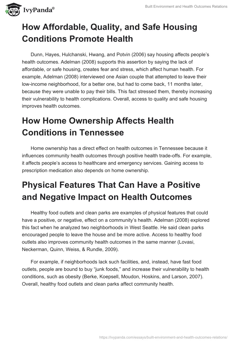 Built Environment and Health Outcomes Relations. Page 2