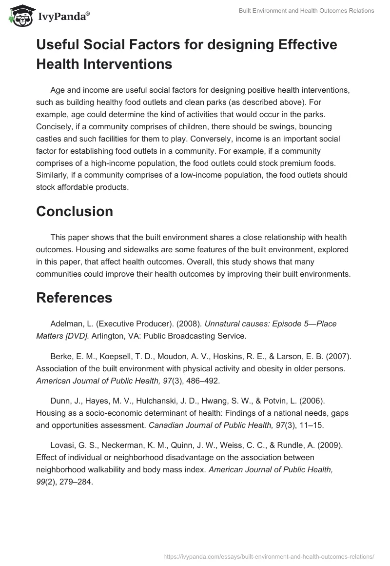 Built Environment and Health Outcomes Relations. Page 3