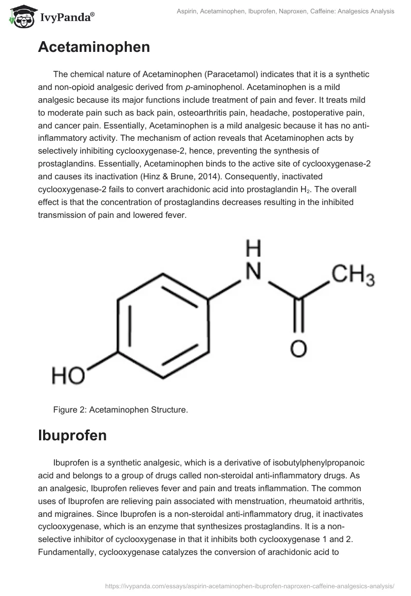 Aspirin, Acetaminophen, Ibuprofen, Naproxen, Caffeine: Analgesics Analysis. Page 2