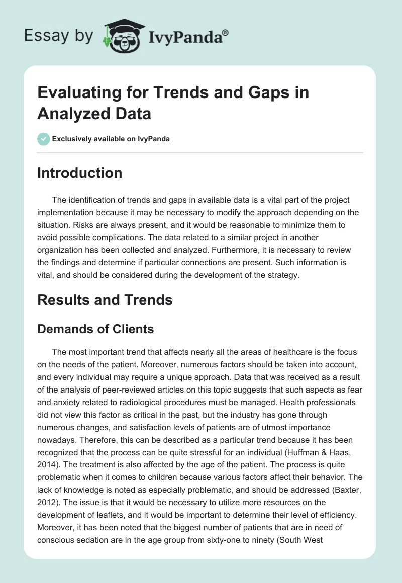 Evaluating for Trends and Gaps in Analyzed Data. Page 1