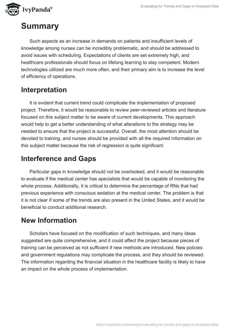 Evaluating for Trends and Gaps in Analyzed Data. Page 5