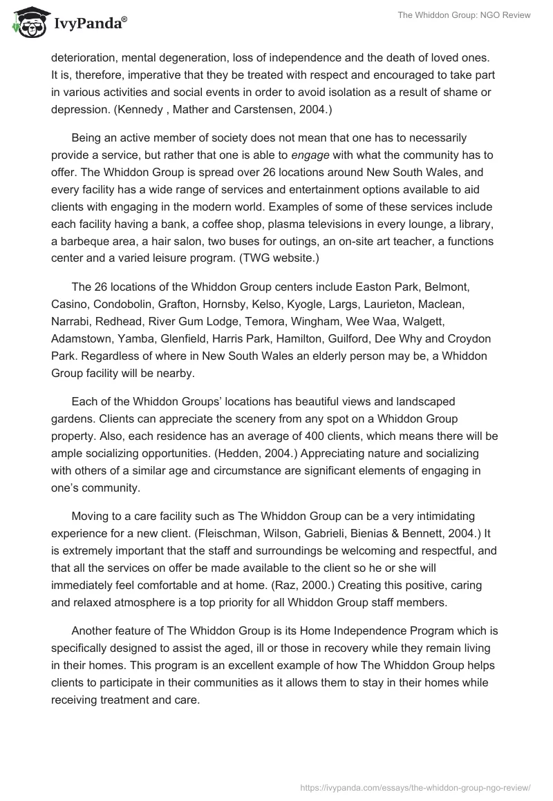 The Whiddon Group: NGO Review. Page 2