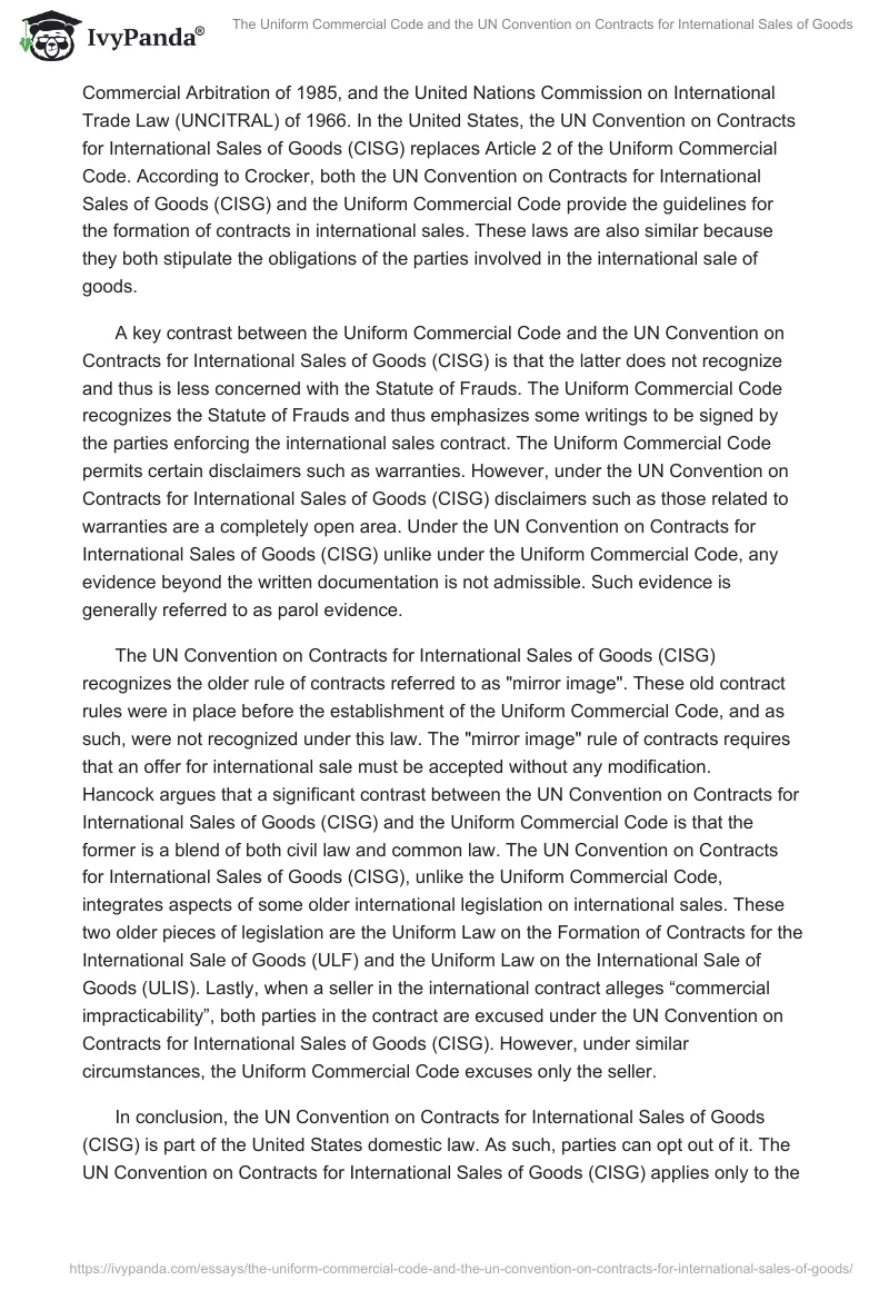 The Uniform Commercial Code and the UN Convention on Contracts for International Sales of Goods. Page 2
