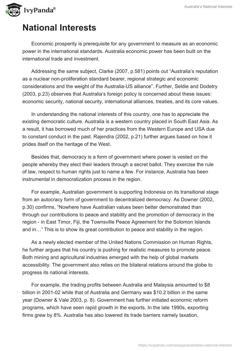 Australia’s National Interests. Page 2