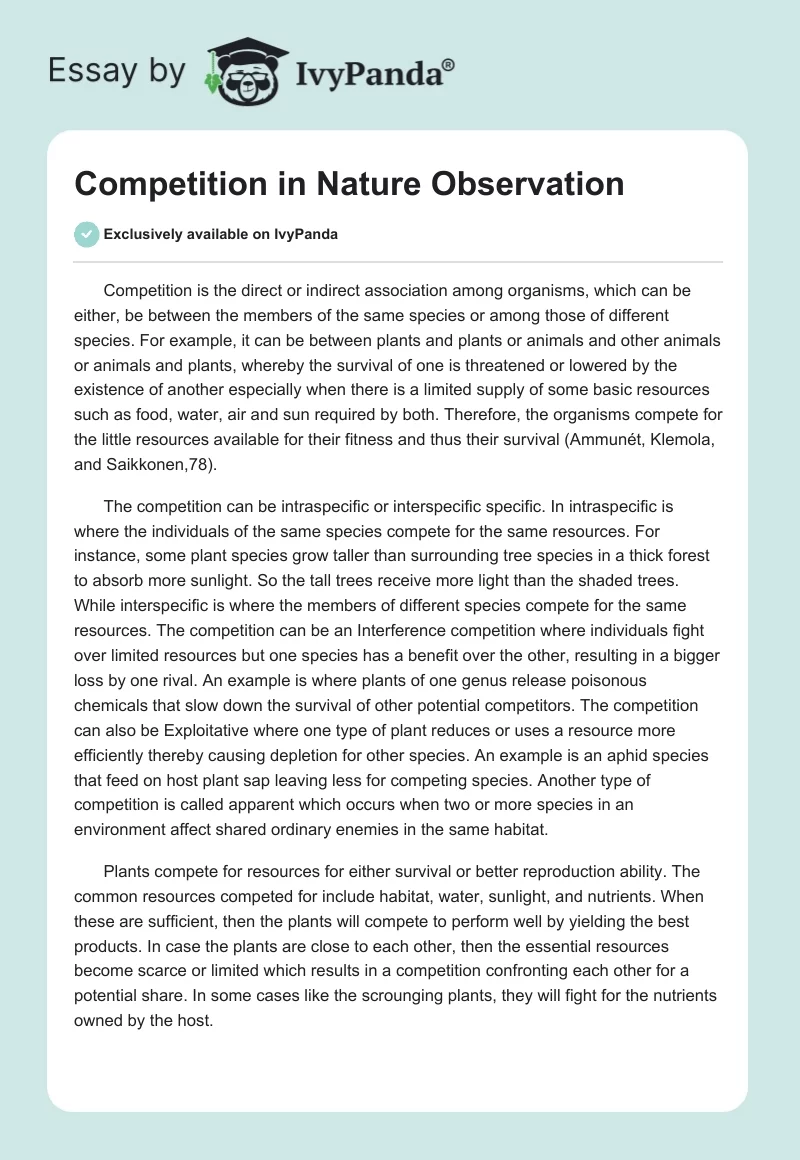 Competition in Nature Observation. Page 1