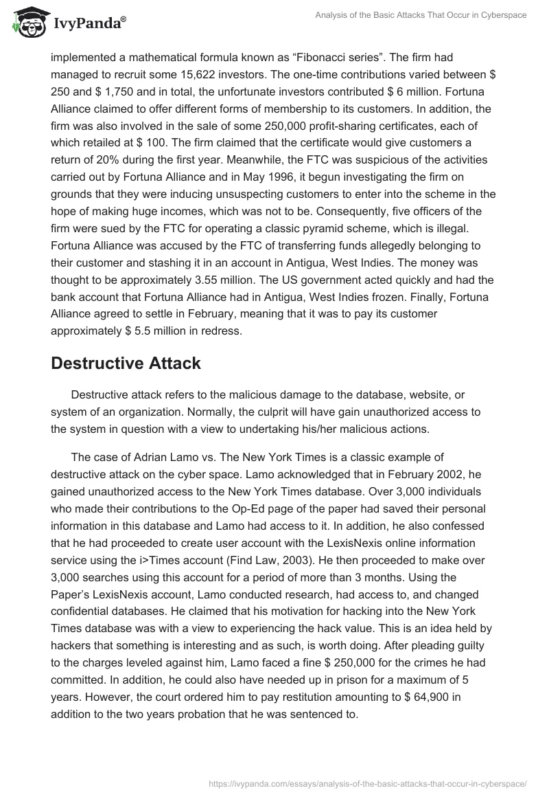 Analysis of the Basic Attacks That Occur in Cyberspace. Page 2