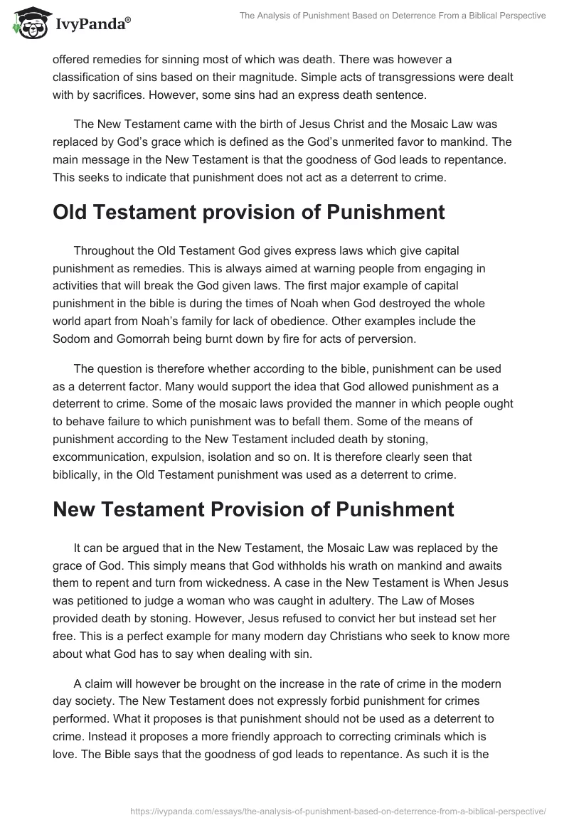 The Analysis of Punishment Based on Deterrence From a Biblical Perspective. Page 2