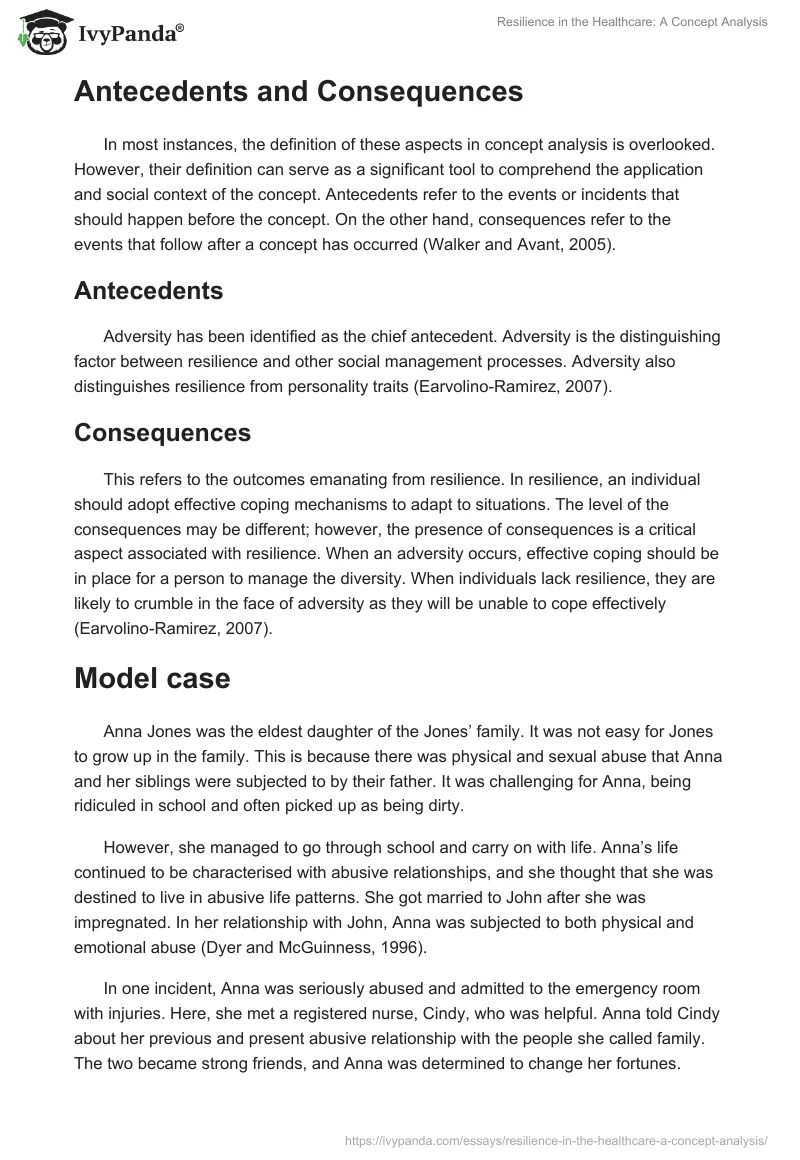Resilience in the Healthcare: A Concept Analysis. Page 4