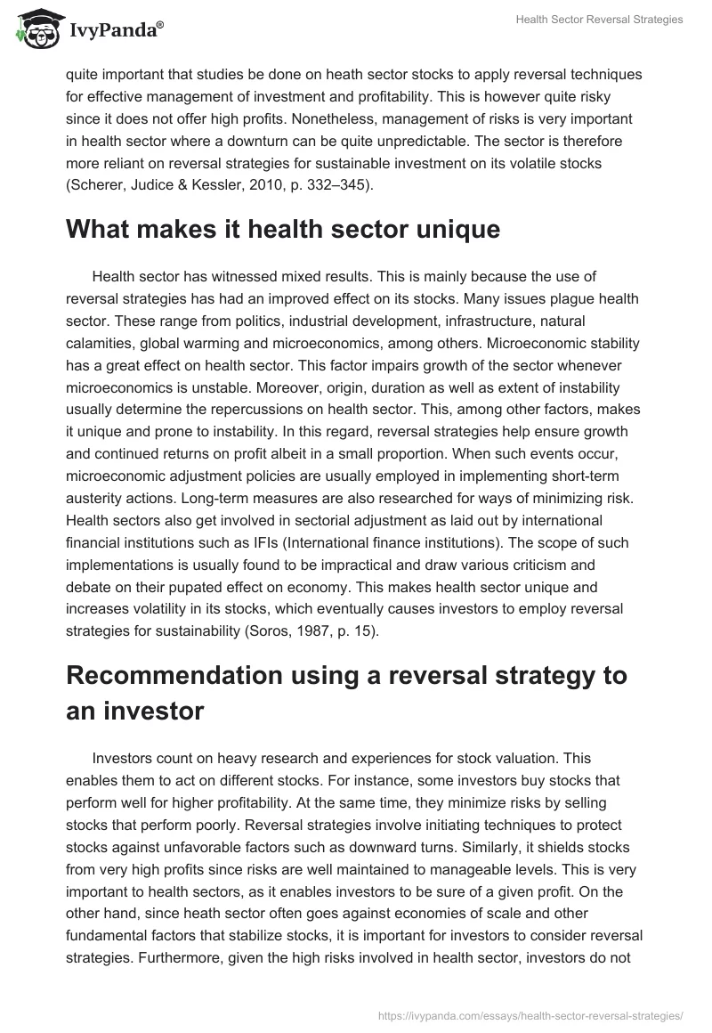 Health Sector Reversal Strategies. Page 2