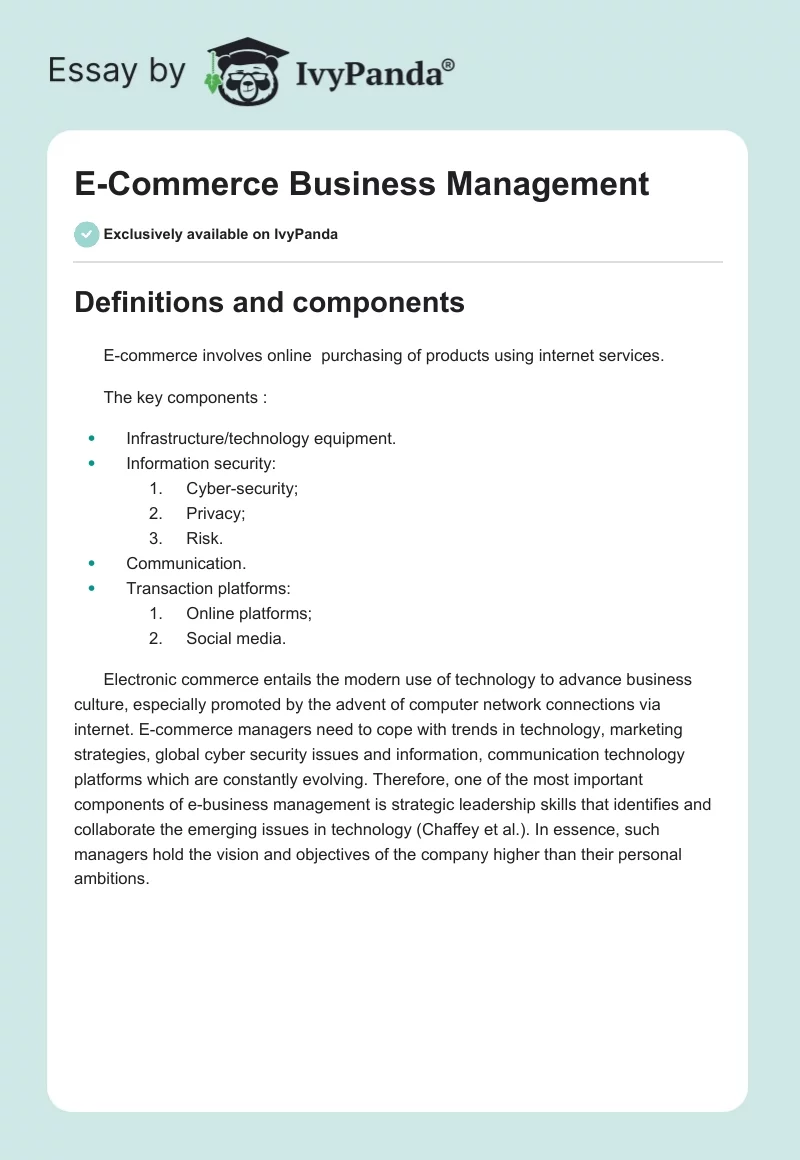 E-Commerce Business Management. Page 1