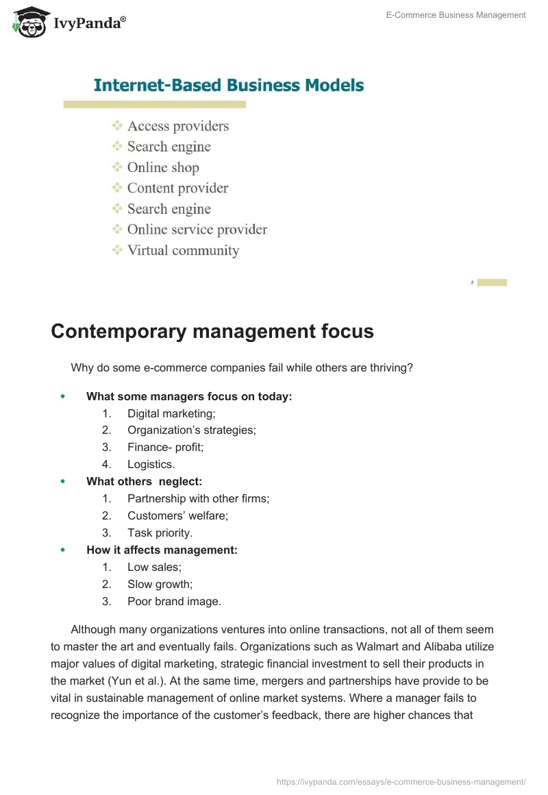 E-Commerce Business Management. Page 5