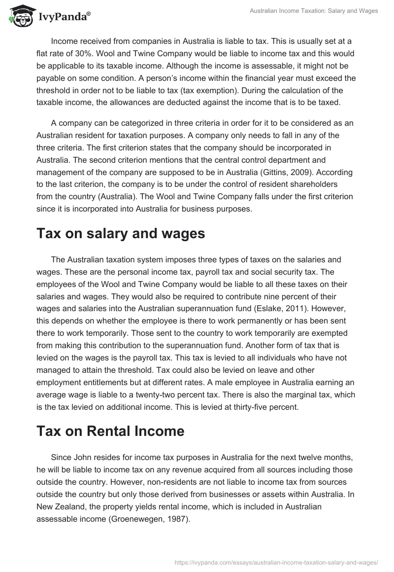 Australian Income Taxation: Salary and Wages. Page 2
