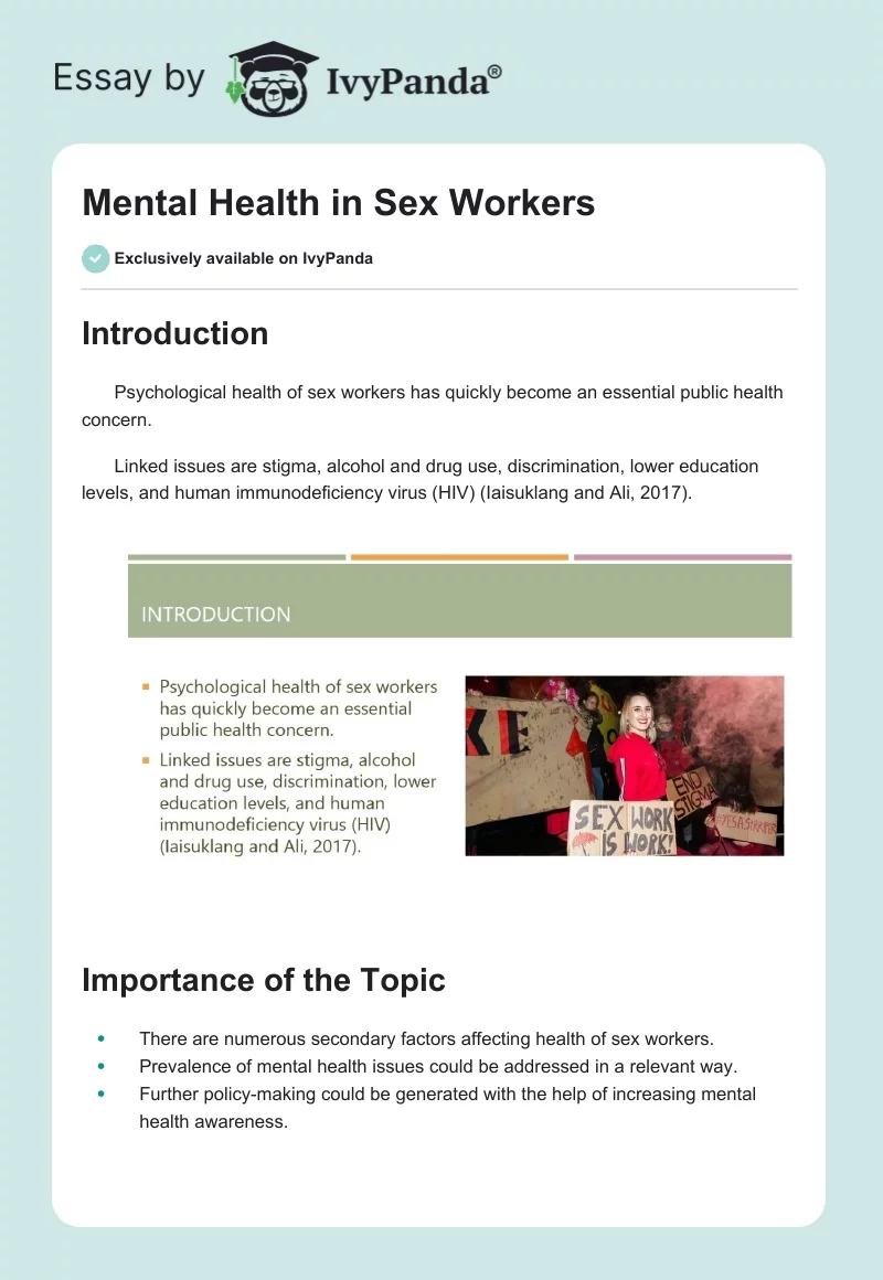 Mental Health in Sex Workers. Page 1