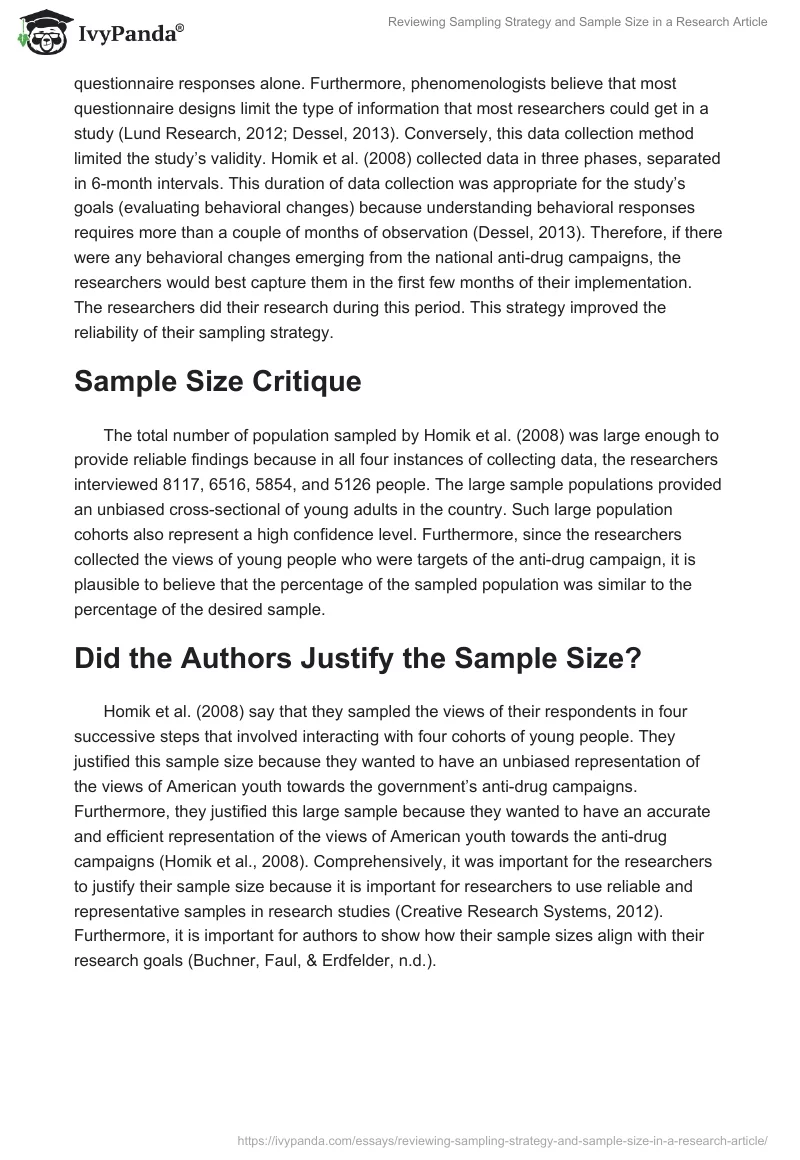 Reviewing Sampling Strategy and Sample Size in a Research Article. Page 2
