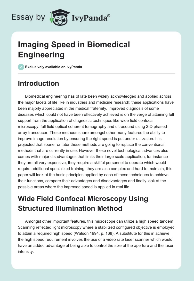 Imaging Speed in Biomedical Engineering. Page 1