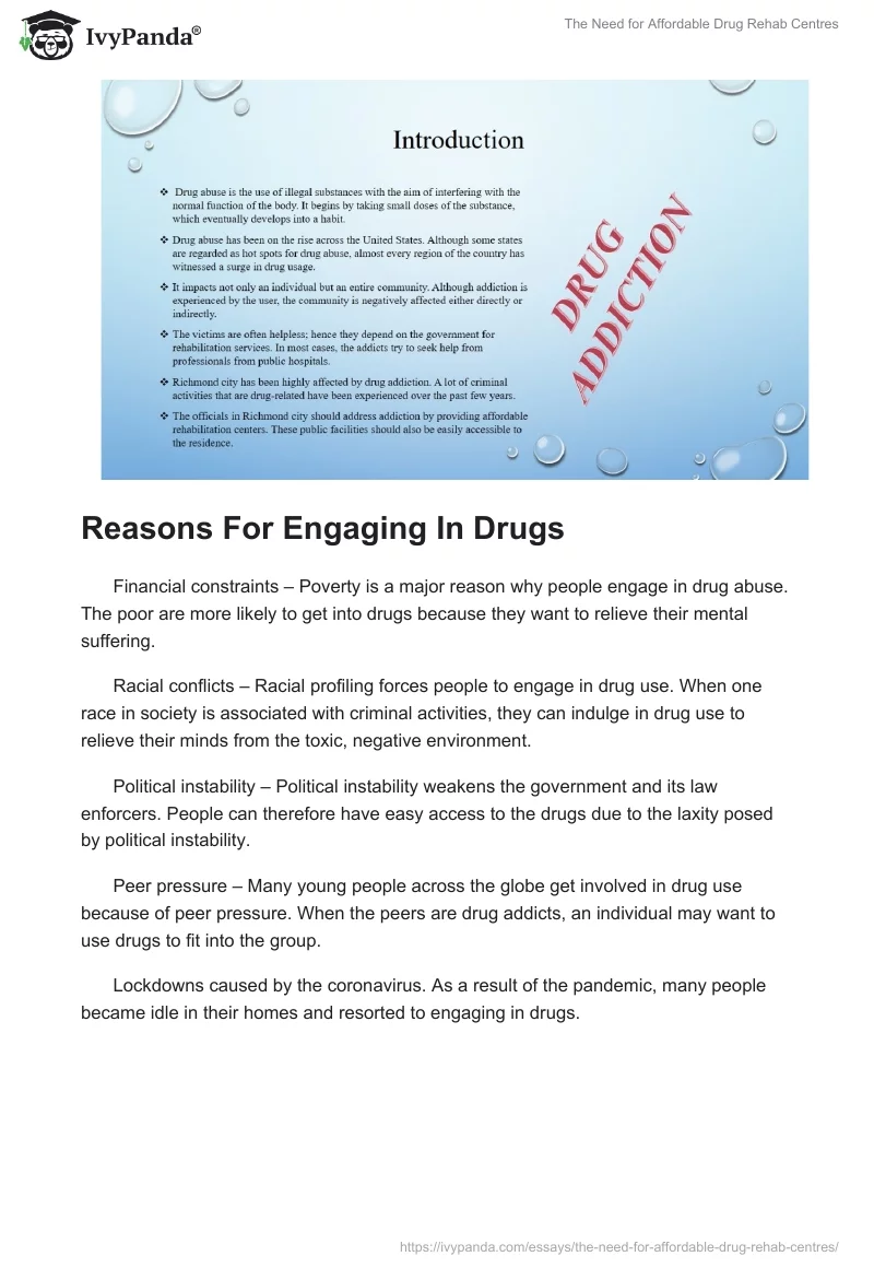 The Need for Affordable Drug Rehab Centres. Page 2