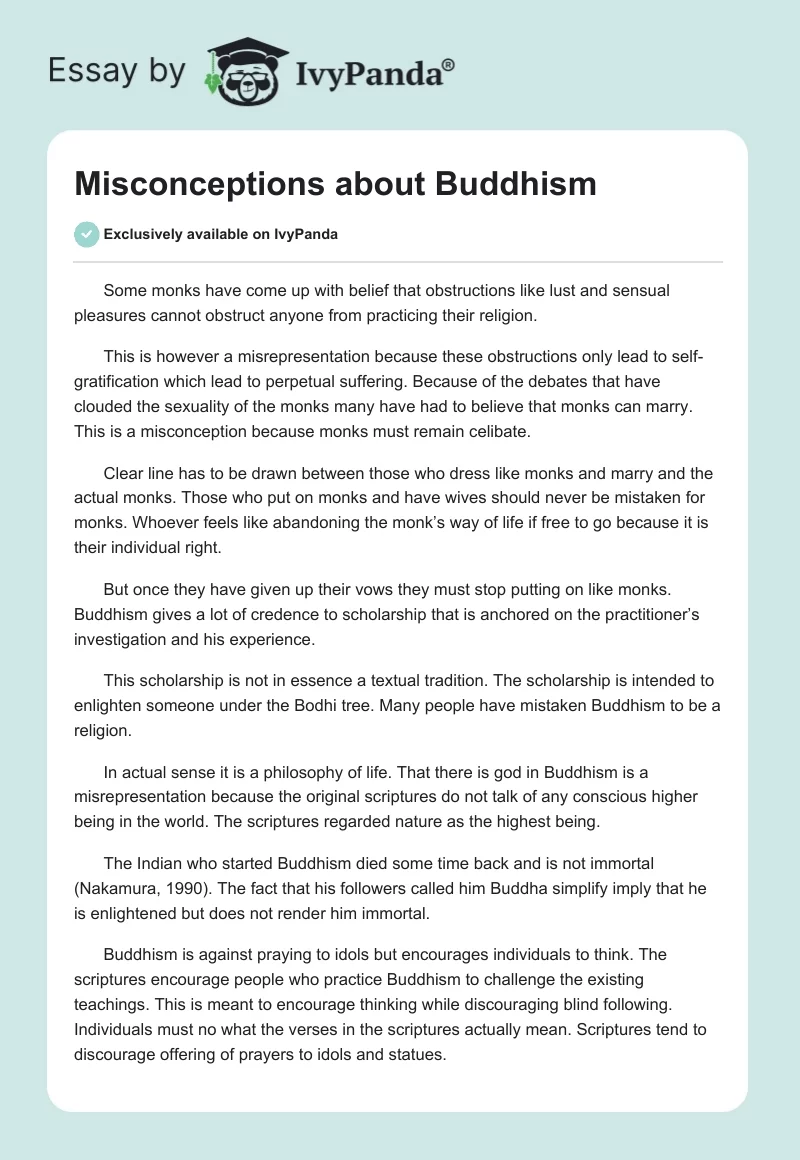 Misconceptions About Buddhism. Page 1