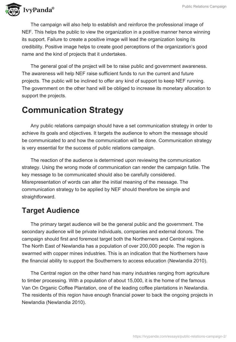 Public Relations Campaign. Page 3