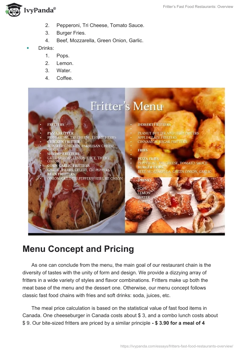 Fritter’s Fast Food Restaurants: Overview. Page 4