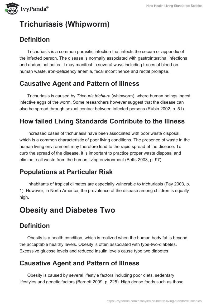 Nine Health Living Standards: Scabies. Page 3