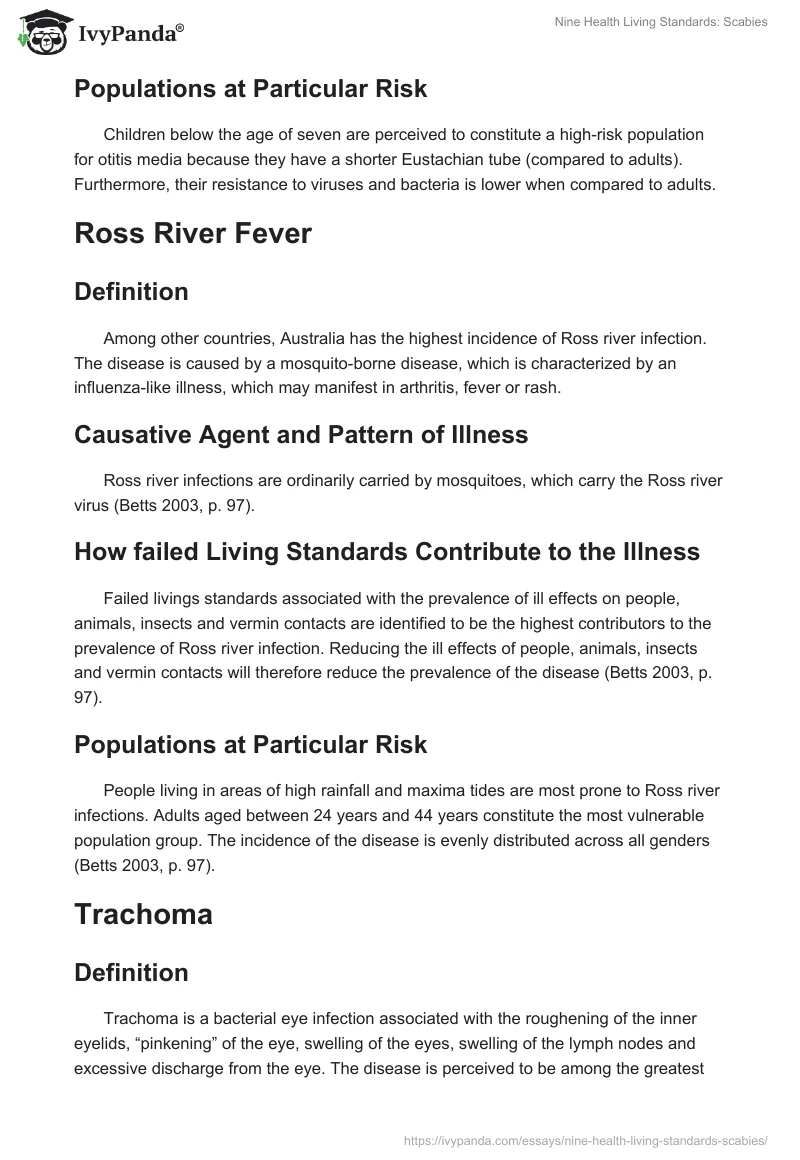 Nine Health Living Standards: Scabies. Page 5