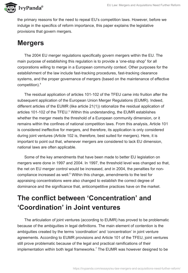 EU Law: Mergers and Acquisitions Need Further Reform. Page 2