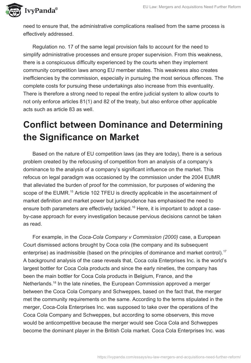 EU Law: Mergers and Acquisitions Need Further Reform. Page 5