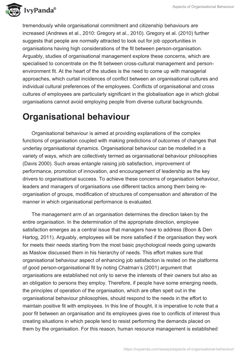 Aspects of Organisational Behaviour. Page 4