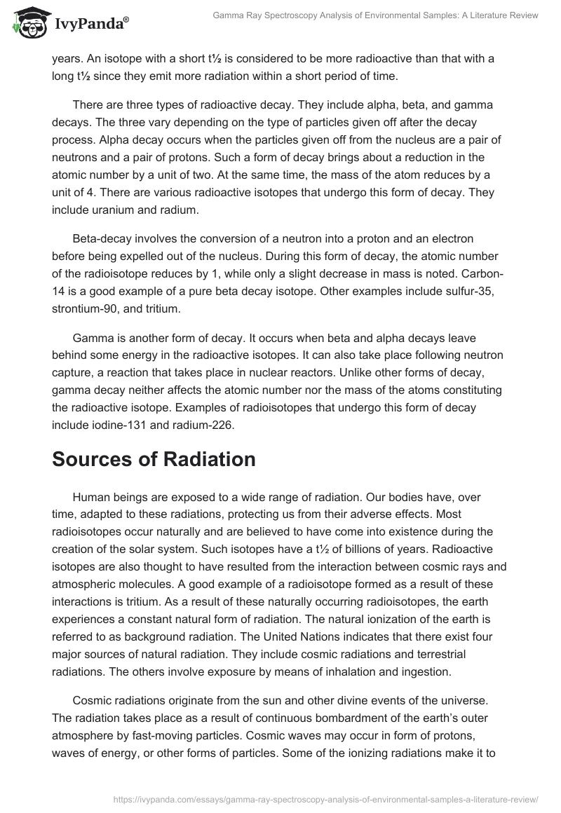 Gamma Ray Spectroscopy Analysis of Environmental Samples: a Literature Review. Page 4