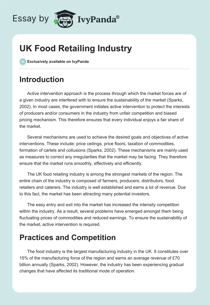 UK Food Retailing Industry. Page 1