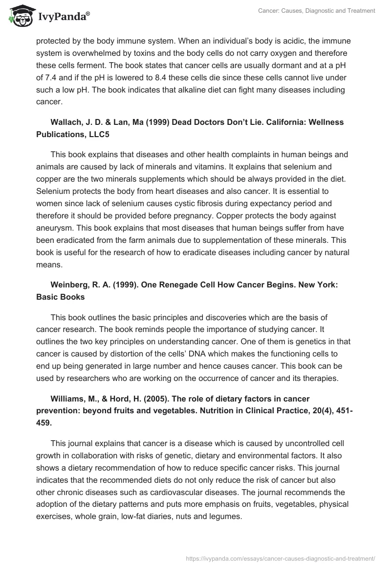 Cancer: Causes, Diagnostic and Treatment. Page 3