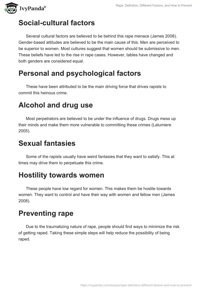 Rape: Definition, Different Factors, and How to Prevent. Page 2