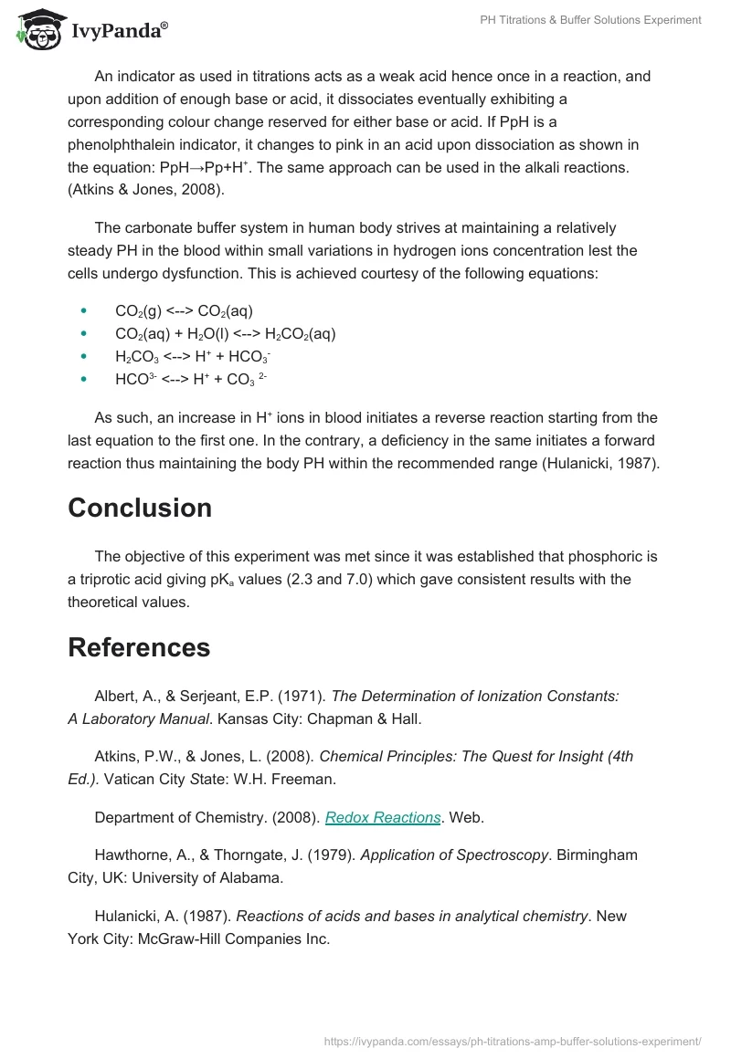 PH Titrations & Buffer Solutions Experiment. Page 4