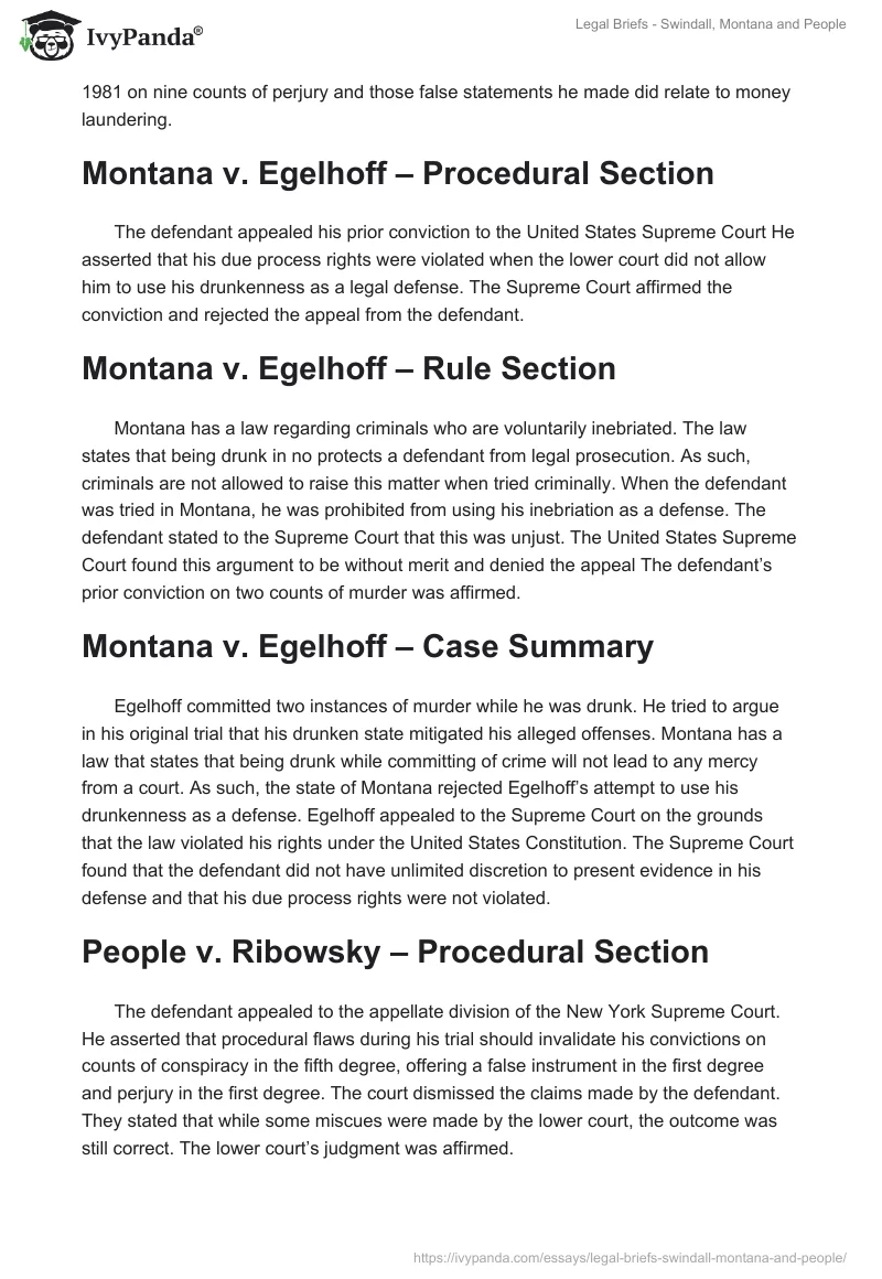 Legal Briefs - Swindall, Montana and People. Page 2