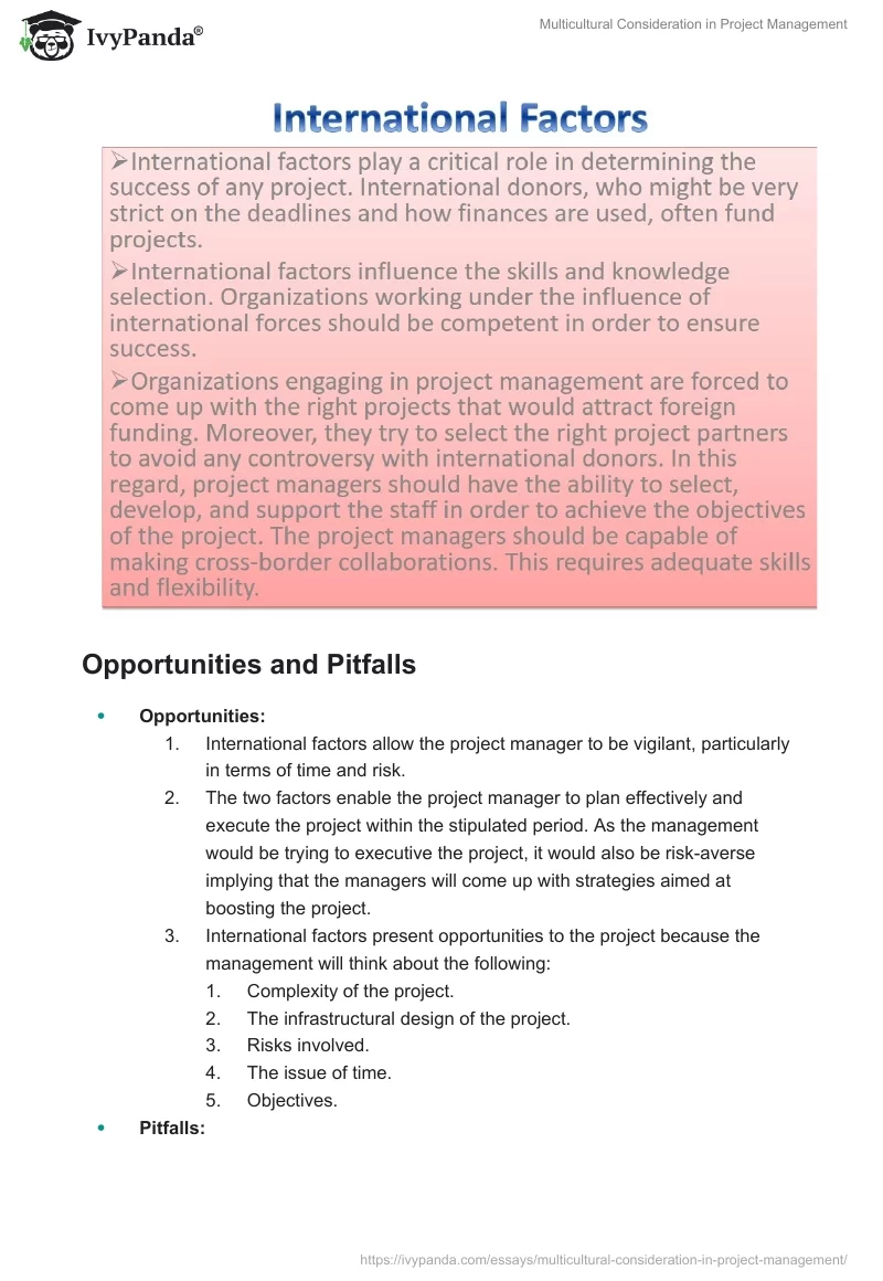 Multicultural Consideration in Project Management. Page 5