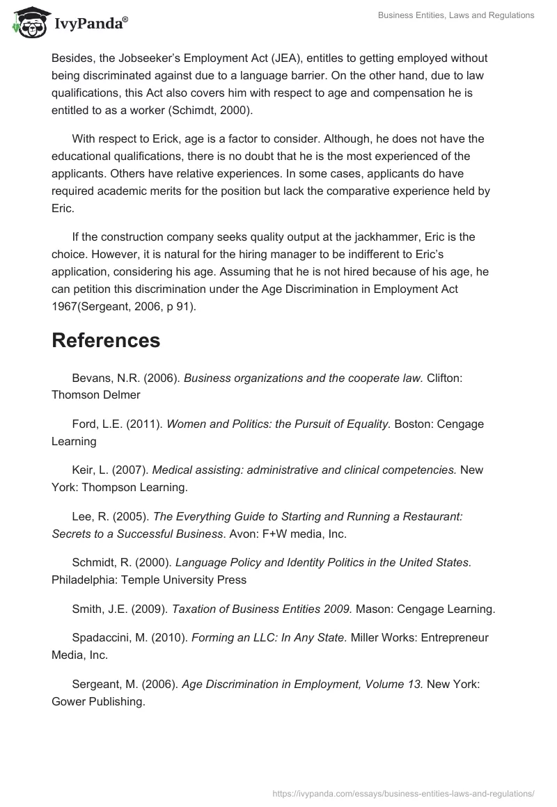 Business Entities, Laws and Regulations. Page 4