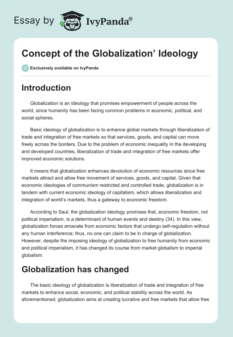 Concept of the Globalization’ Ideology. Page 1