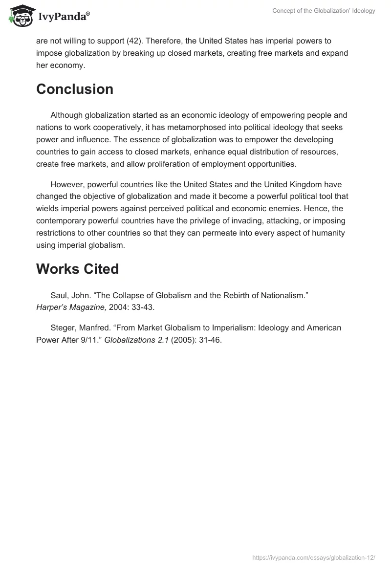 Concept of the Globalization’ Ideology. Page 4