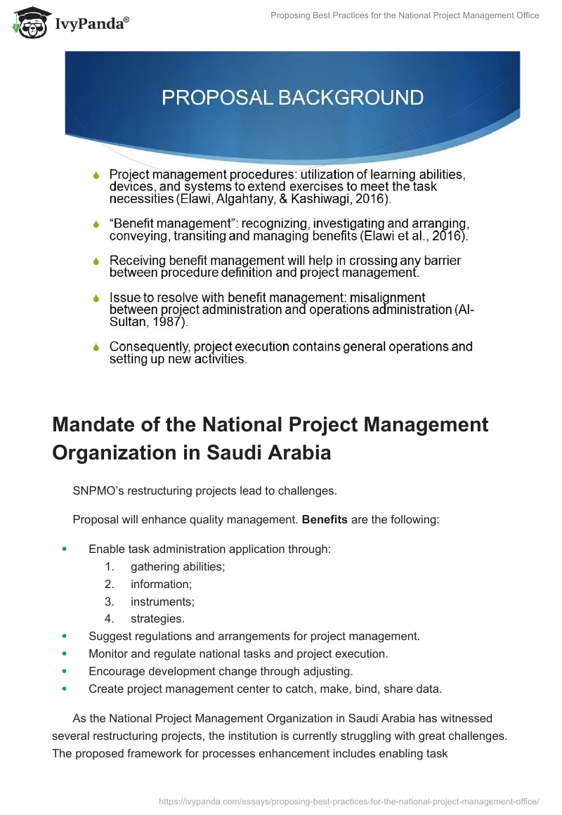 Proposing Best Practices for the National Project Management Office. Page 3
