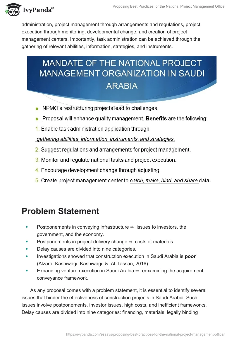 Proposing Best Practices for the National Project Management Office. Page 4
