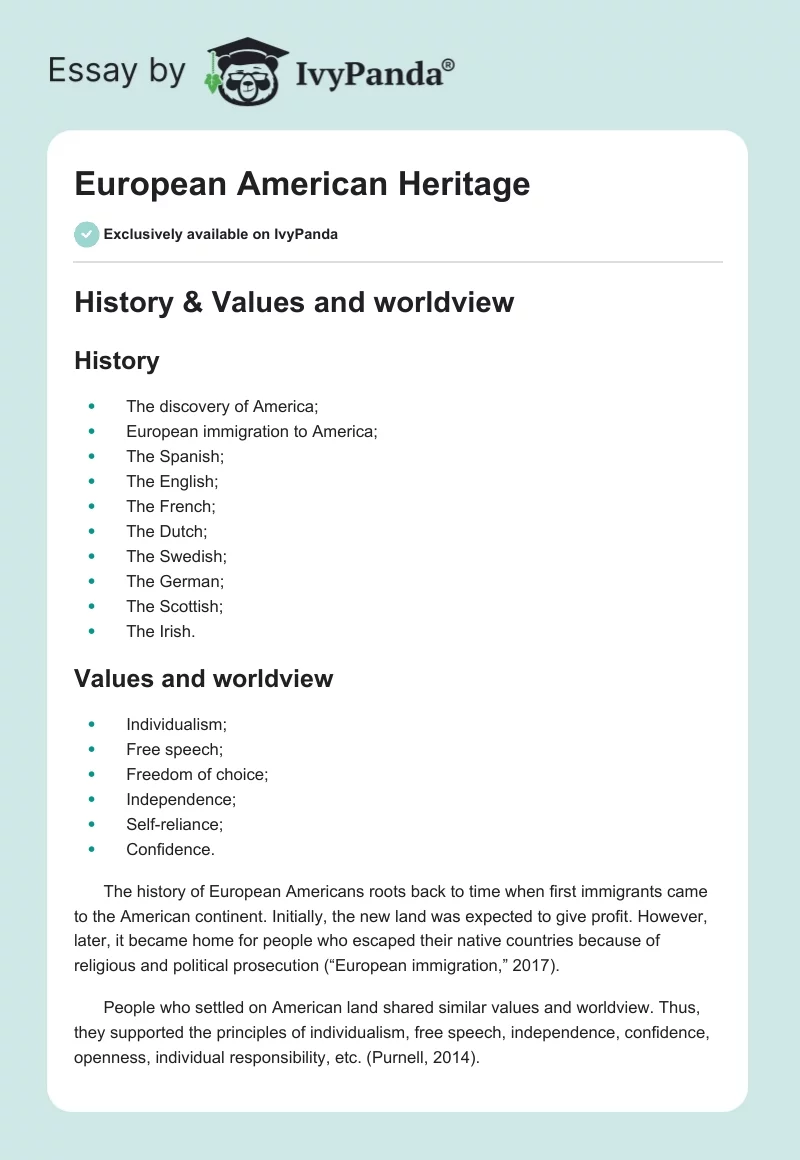 European American Heritage. Page 1