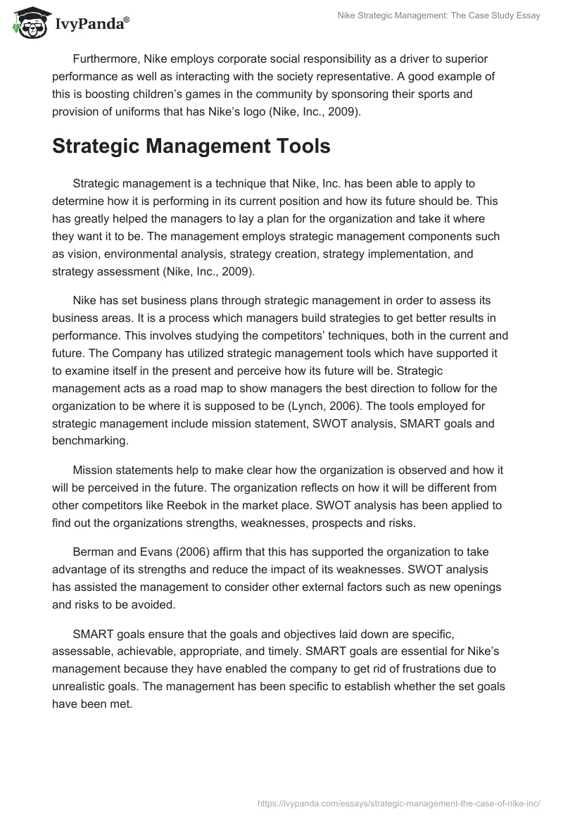 Nike Strategic Management: The Case Study Essay. Page 5