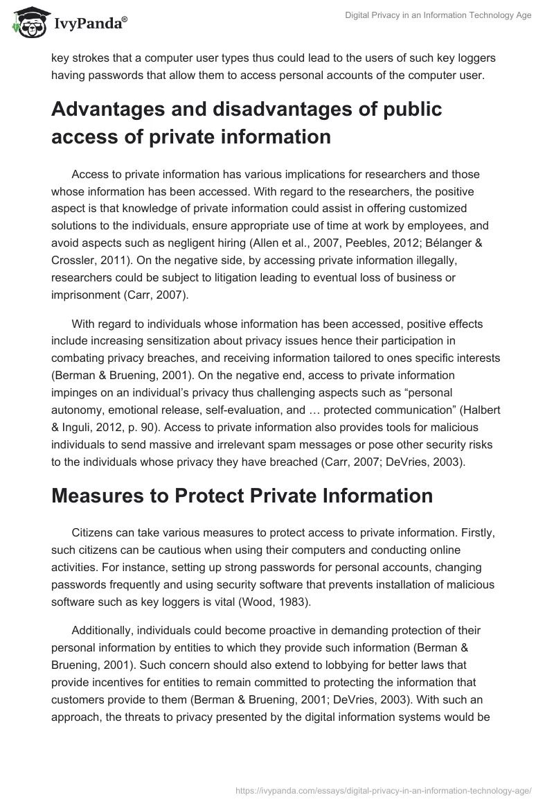 Digital Privacy in an Information Technology Age. Page 2