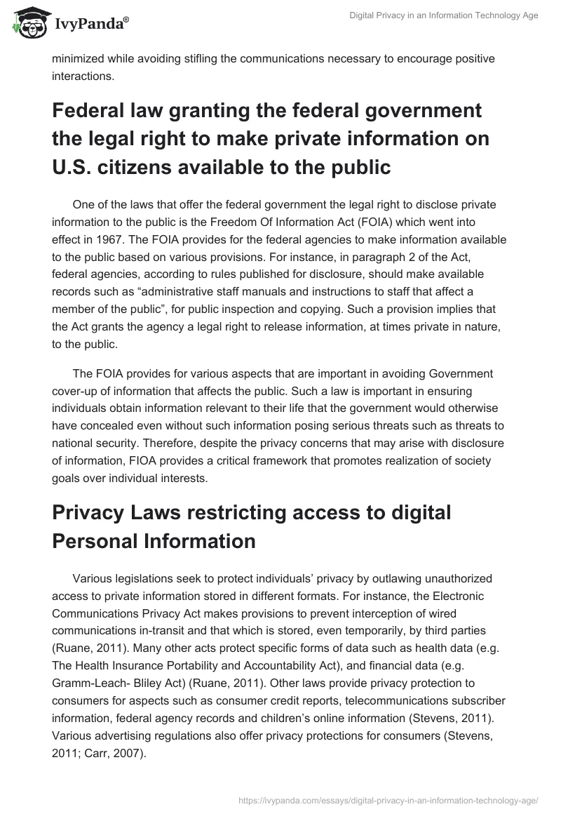 Digital Privacy in an Information Technology Age. Page 3