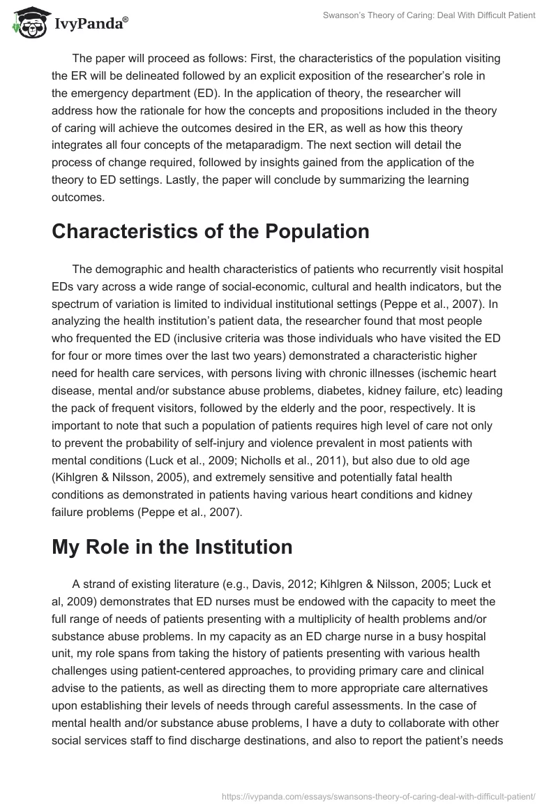 Swanson’s Theory of Caring: Deal With Difficult Patient. Page 2